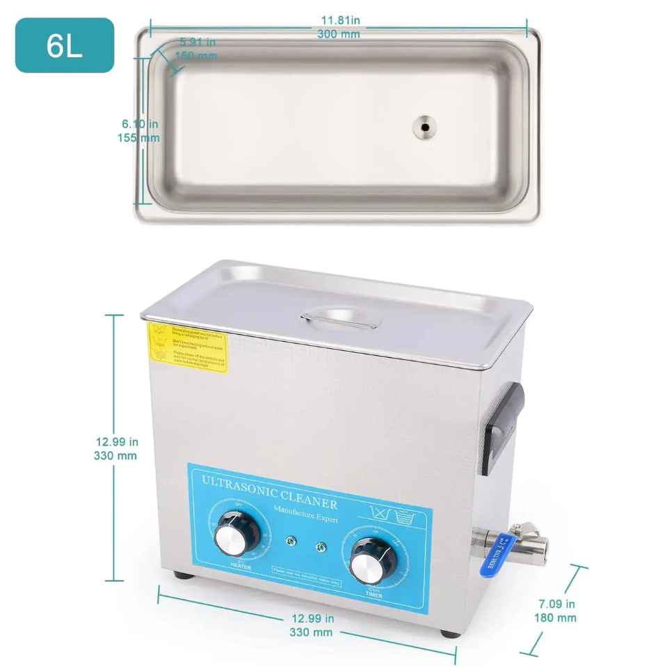Ultrasonic Cleaner, 2-10 L, Knob Control Heating & Timer, 40 kHz Lab Cleaner, 304 Stainless Steel