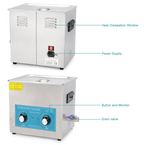 Ultrasonic Cleaner, 2-10 L, Knob Control Heating & Timer, 40 kHz Lab Cleaner, 304 Stainless Steel