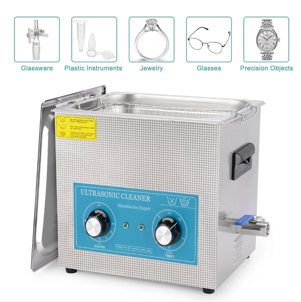 Ultrasonic Cleaner, 2-10 L, Knob Control Heating & Timer, 40 kHz Lab Cleaner, 304 Stainless Steel