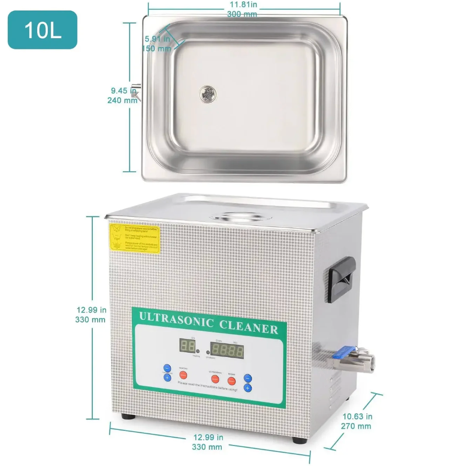 Ultrasonic Cleaner, 1.3-10 L, Digital Heating & Timer, 40 kHz Lab Glassware Cleaner, 304 Stainless Steel