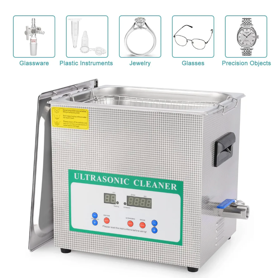Ultrasonic Cleaner, 1.3-10 L, Digital Heating & Timer, 40 kHz Lab Glassware Cleaner, 304 Stainless Steel