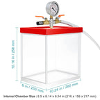 Acrylic Vacuum Chamber with 10.2 mm Vacuum Port, 1.953 US Gal,  -100kPa Max. Vacuum