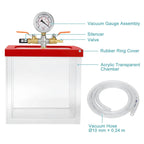 Acrylic Vacuum Chamber with 10.2 mm Vacuum Port, 1.953 US Gal,  -100kPa Max. Vacuum