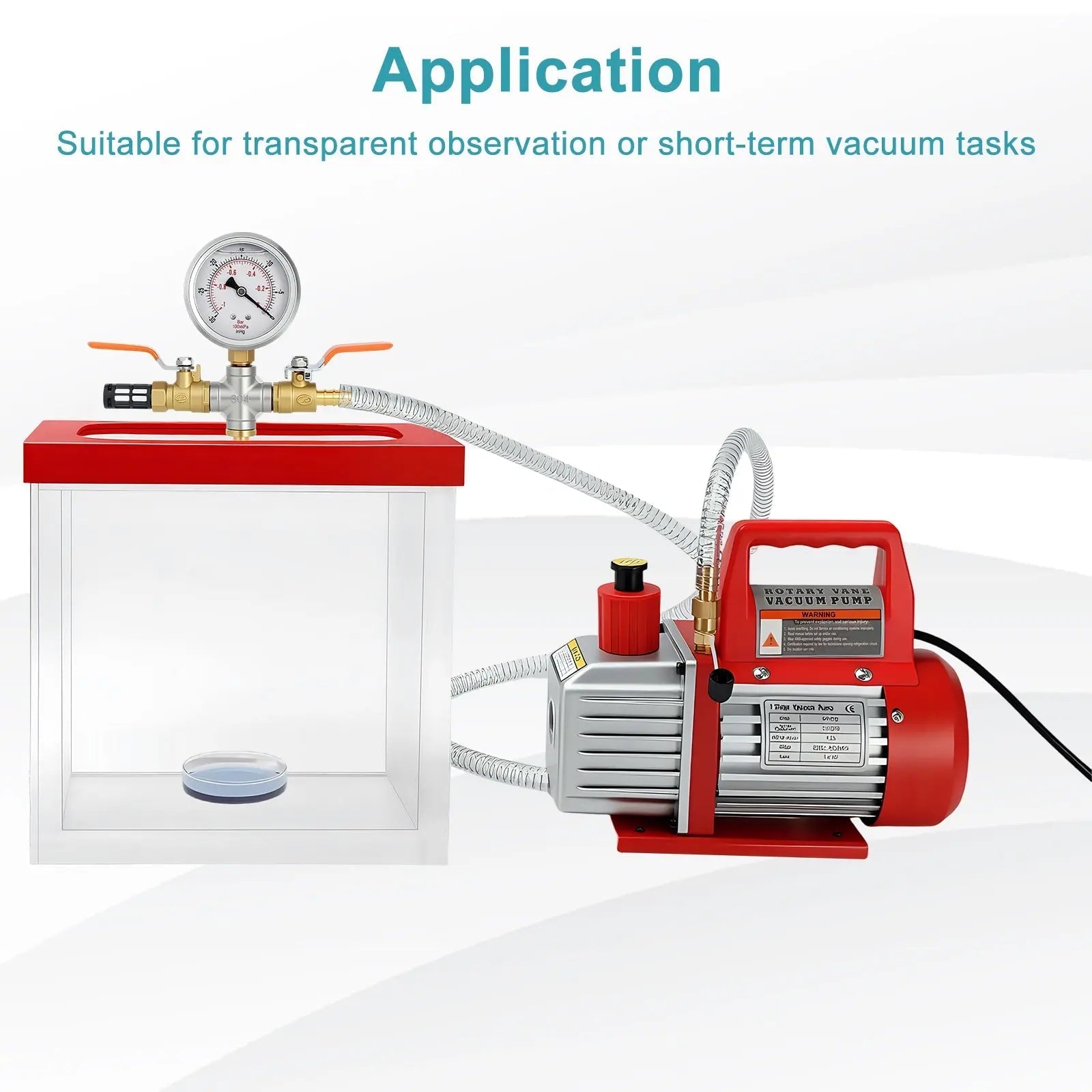 Acrylic Vacuum Chamber with 10.2 mm Vacuum Port, 1.953 US Gal,  -100kPa Max. Vacuum