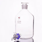 Aspirator bottle with stopper and tap, clear glass, 2.5 L to 20 L
