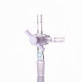 Connecting adapter with T-shaped hose connector and PTFE stopcock