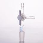 Connecting adapter with T-shaped hose connector and PTFE stopcock