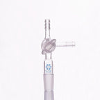 Connecting adapter with T-shaped hose connector and stopcock