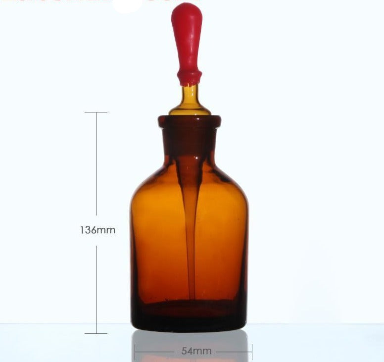 Dropper bottle with pipette, brown glass, 30 ml to 125 ml