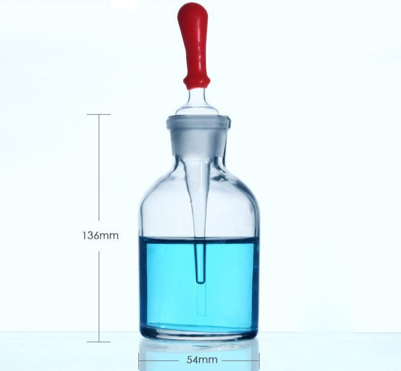 Dropper bottle with pipette, clear glass, 30 ml to 125 ml