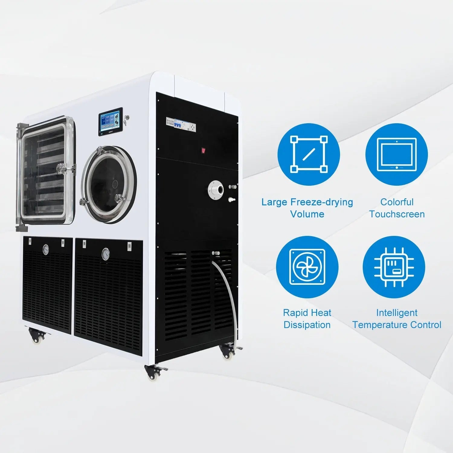In-Situ Square Cabin Freeze Dryer, -80°C Cold Trap, -55℃~60℃ Partition, 0.2-2㎡ Drying Area,  4-30kg/Batch Water Capture Capacity