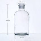 Narrow mouth bottle, clear glass, ungraduated, 30 ml to 1.000 ml