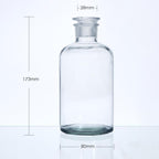 Narrow mouth bottle, clear glass, ungraduated, 30 ml to 1.000 ml