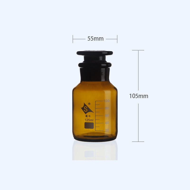 Wide mouth bottle, brown glass, graduated, 60 ml to 1000 ml