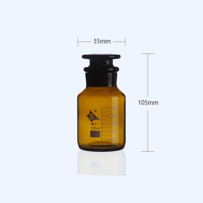 Wide mouth bottle, brown glass, graduated, 60 ml to 1000 ml