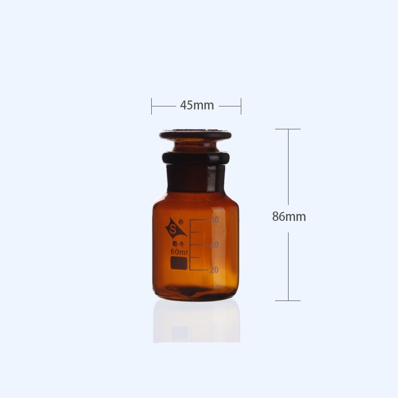 Wide mouth bottle, brown glass, graduated, 60 ml to 1000 ml