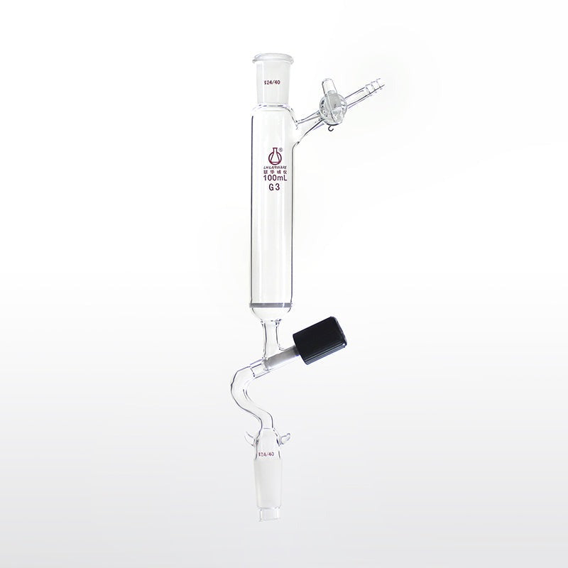 Schlenk funnel with frit, high vacuum valve and stopcock on side, capacity 100 to 250 ml