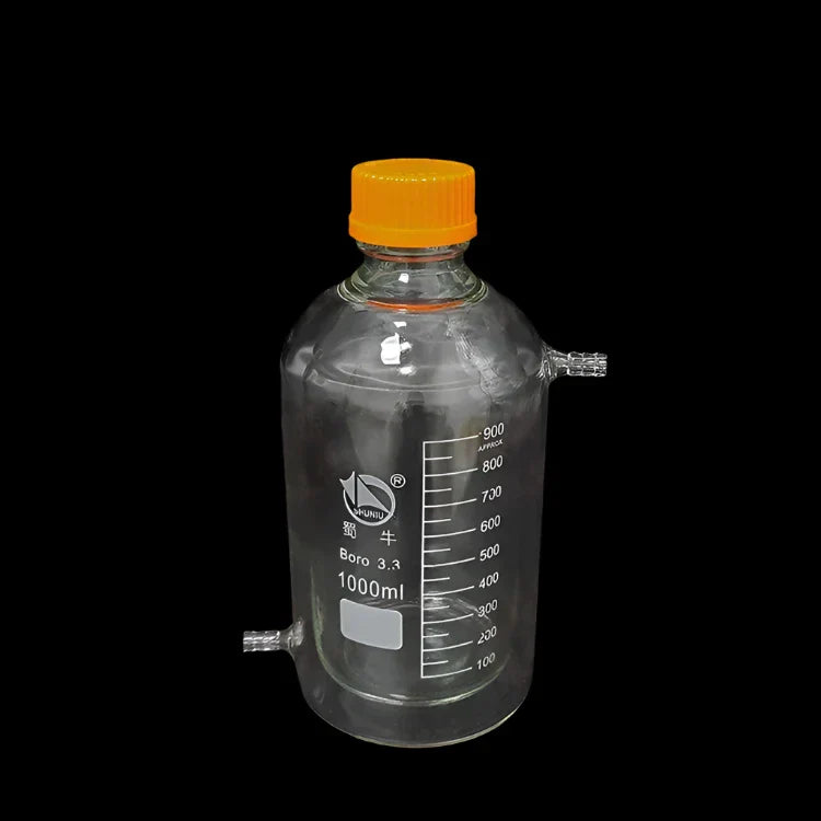 Double jacketed bottle with screw cap, graduated, capacity 100 to 5000 ml