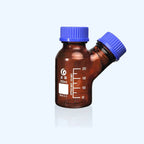 Double-necked HPLC bottle with GL45 screw cap, brown glass, capacity 250 to 2000 ml