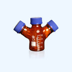 Three-necked HPLC bottle with GL45 screw cap, brown glass,capacity 250 to 2000 ml