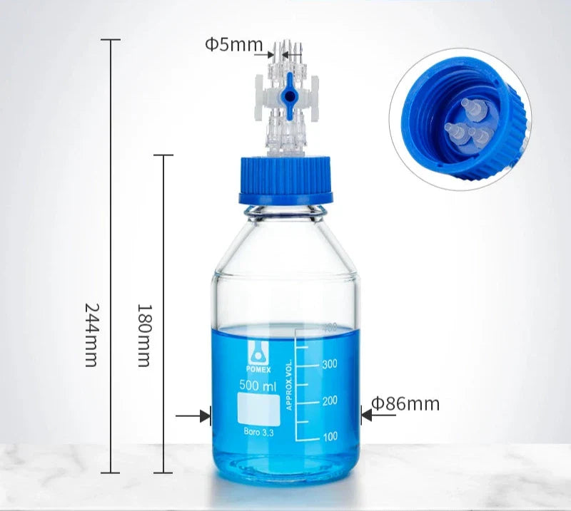 GL45 HPLC bottle with multiple distributor, capacity 100 to 2000 ml