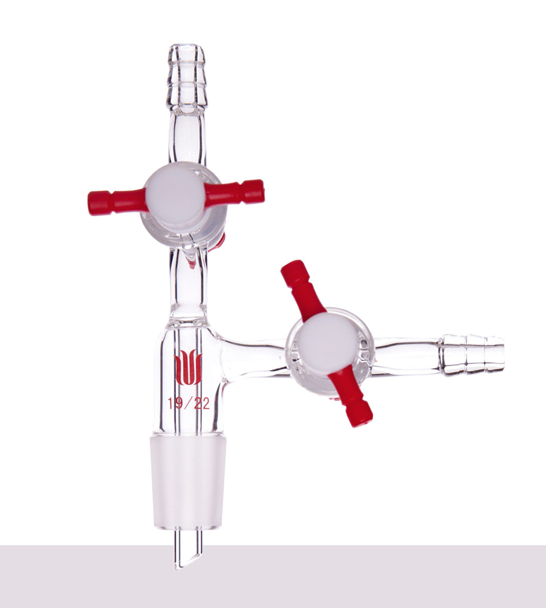 Connecting adapter with 2 PTFE stopcock and joint