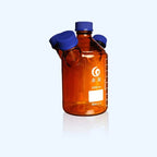 Four-necked HPLC bottle with GL45 screw cap, brown glass,capacity 250 to 2000 ml