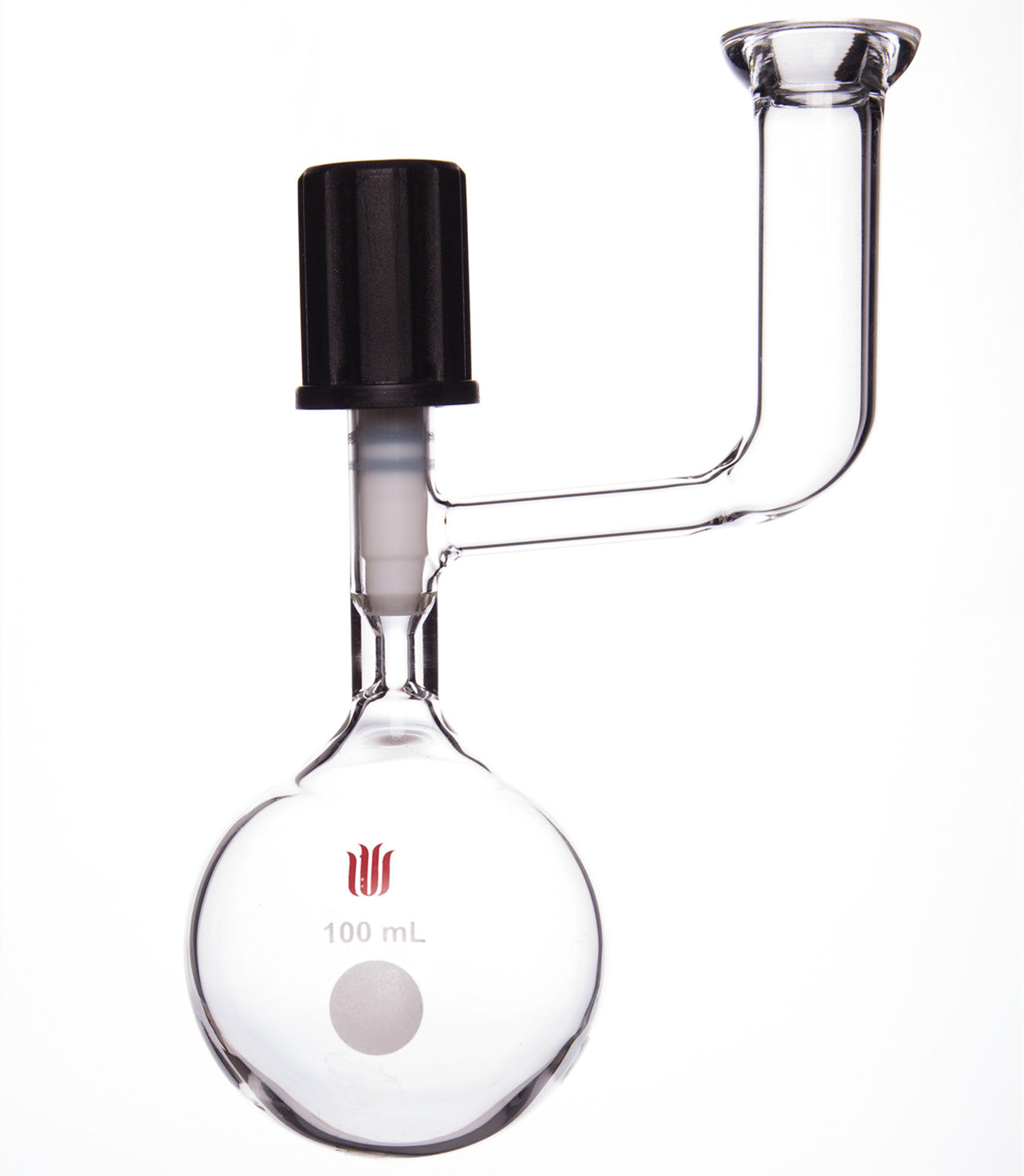 Schlenk flask with high vacuum valve and O-ring neck on side, capacity 10 to 250 ml