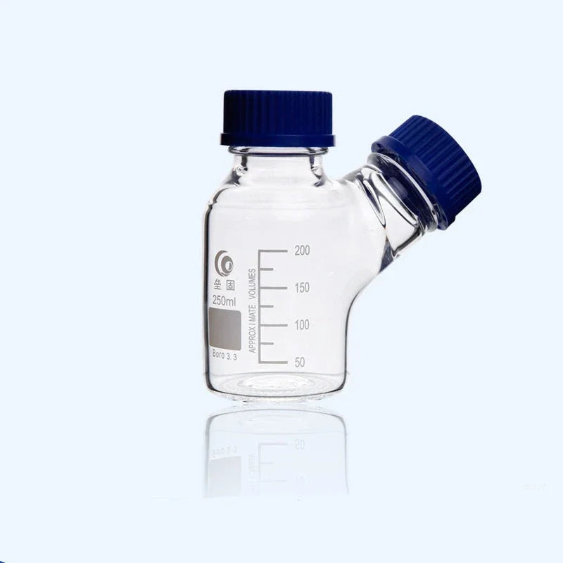Double-necked HPLC bottle with GL45 screw cap, capacity 250 to 2000 ml