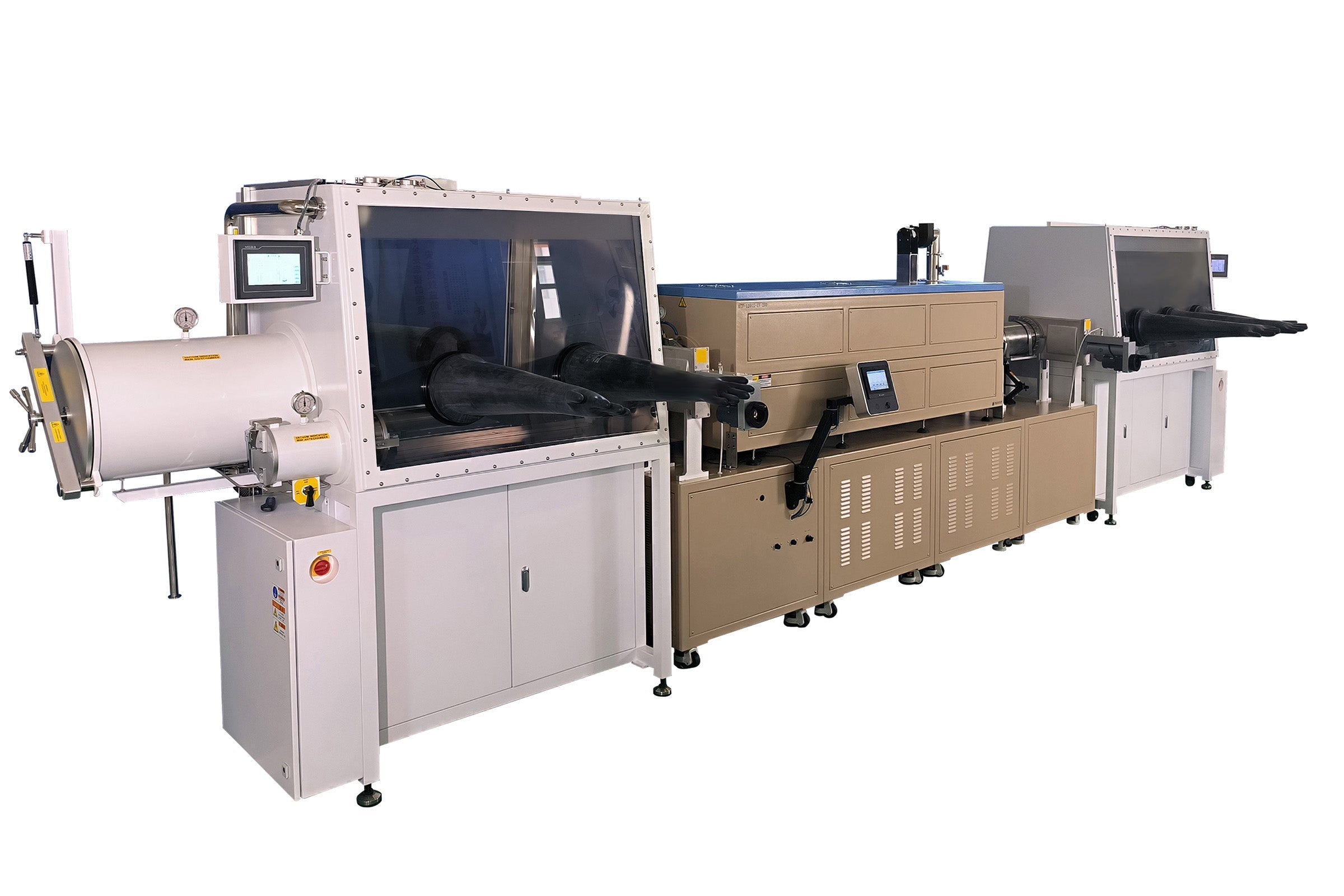 Dual-Glovebox Integrated 1200°C Four-Zone Tube Furnace-OTF-1200X-IV-GB