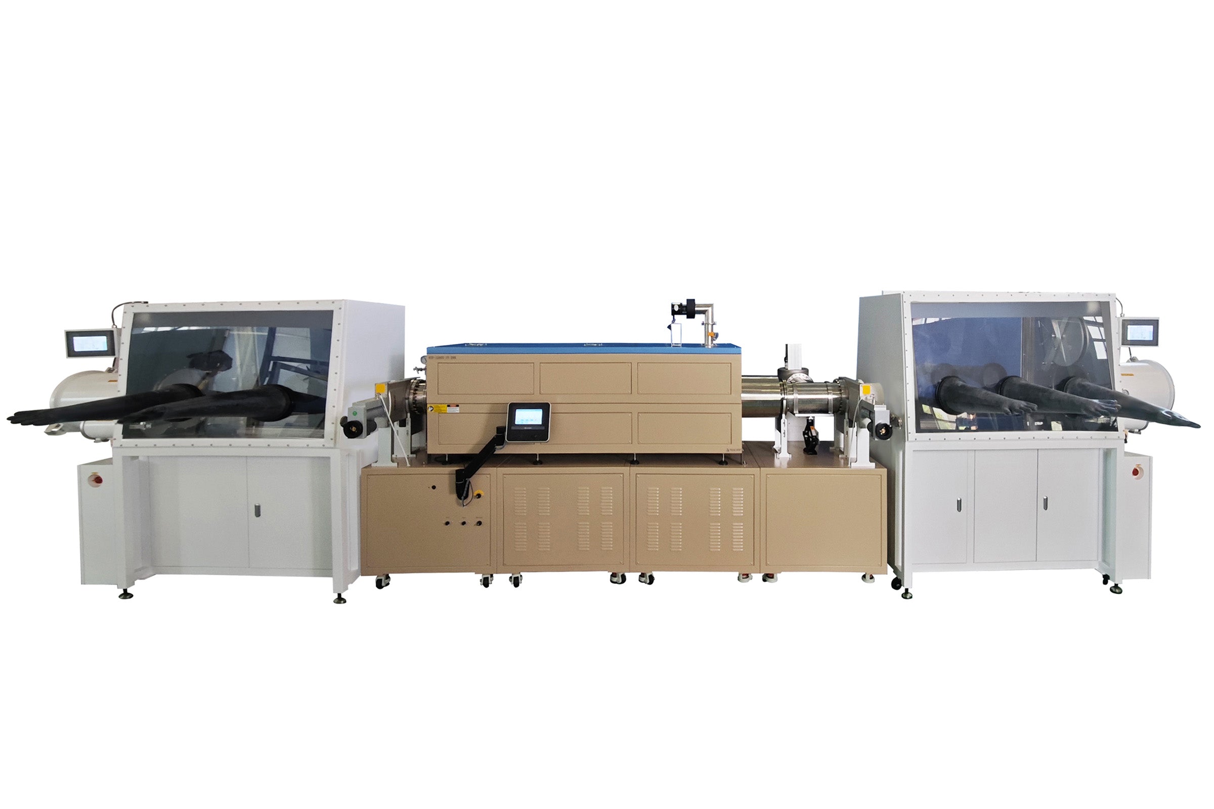 Dual-Glovebox Integrated 1200°C Four-Zone Tube Furnace-OTF-1200X-IV-GB