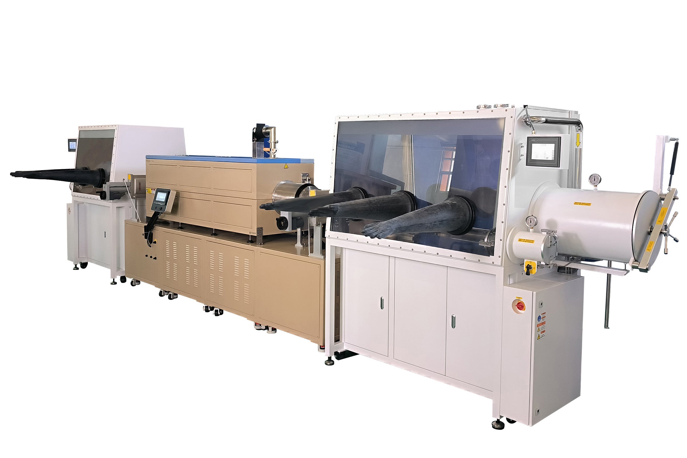 Dual-Glovebox Integrated 1200°C Four-Zone Tube Furnace-OTF-1200X-IV-GB