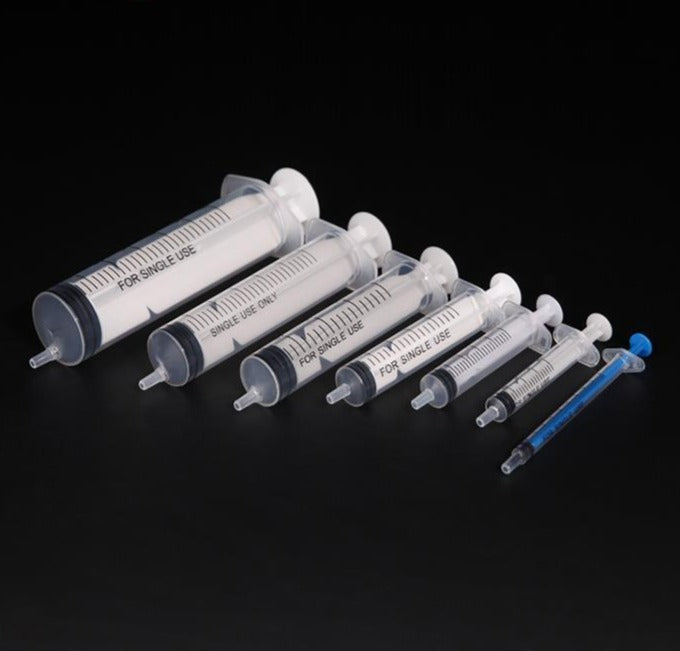 PVC Disposable syringe with double sealing ring, capacity 1 to 100 ml