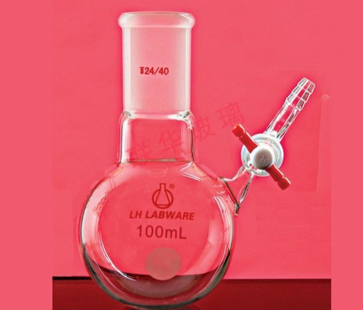 Schlenk round flask with joint and stopcock on side, capacity 50 to 1000 ml