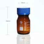 Screw top bottle, brown glass, graduated, 25 ml to 1000 ml