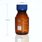 Screw top bottle, brown glass, graduated, 25 ml to 1000 ml