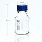 Screw top bottle, clear glass, graduated, 25 ml to 2000 ml