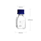 GL45 Square bottle with screw cap, clear glass, graduated, 100 ml to 1000 ml