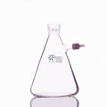 Suction bottle in erlenmeyer shape with unscrewable plastic connector, capacity 100 to 10000 ml