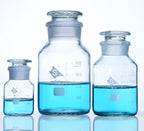 Wide mouth bottle, clear glass, graduated, 60 ml to 20000 ml