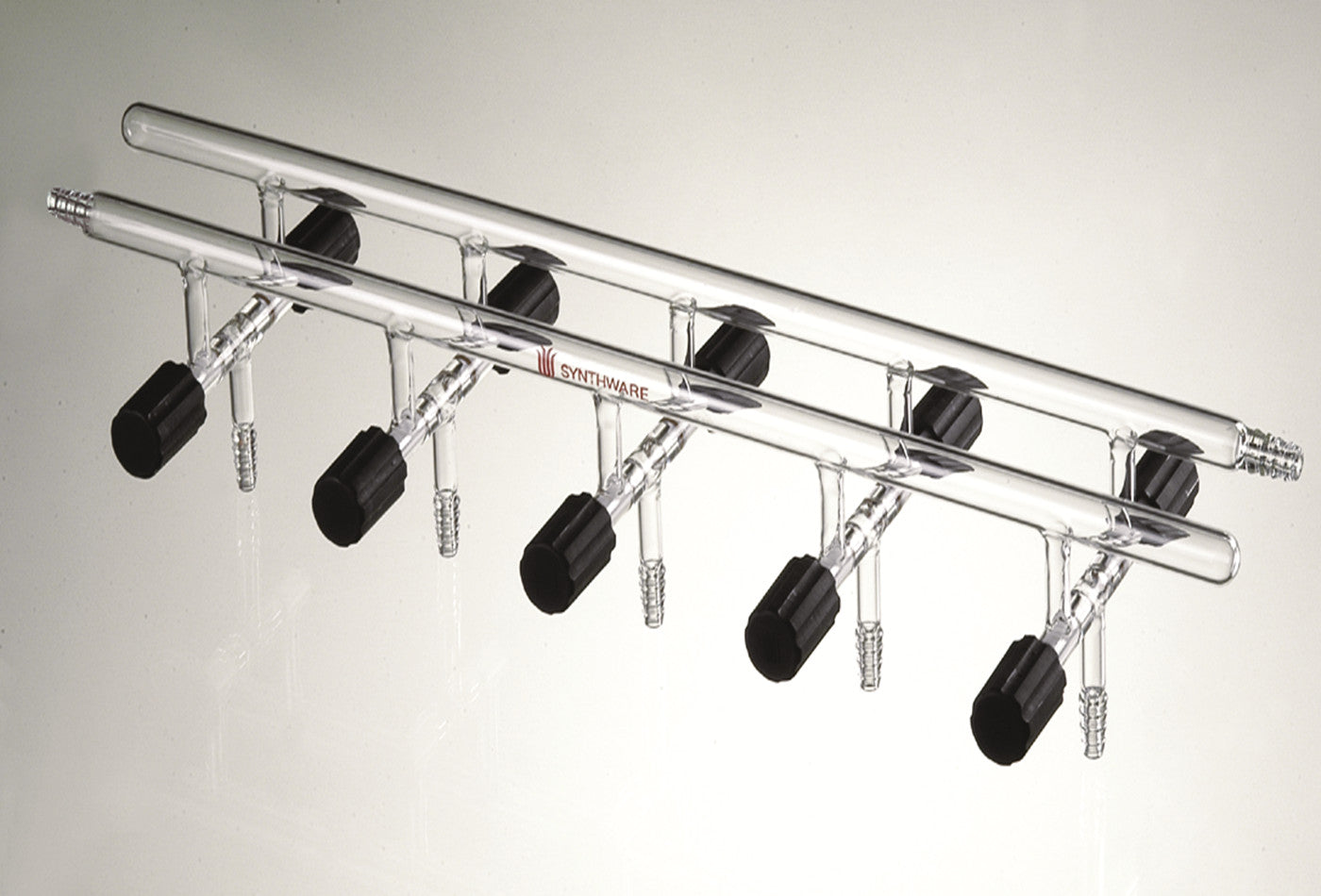 Double bank vacuum manifold with valve, 3 to 5 ports, schlenk line